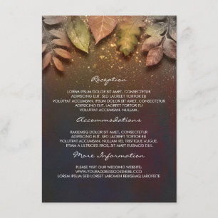 Fall Leaves Gold Wedding Information Guest Card