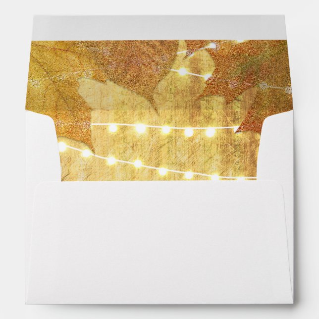 Fall Leaves Golden Autumn Rustic Woods Invitation Envelopes (Back (Bottom))