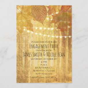 Fall Leaves Golden Autumn Rustic Woods Invitations