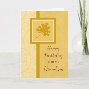 Fall Leaves Grandson Birthday Card