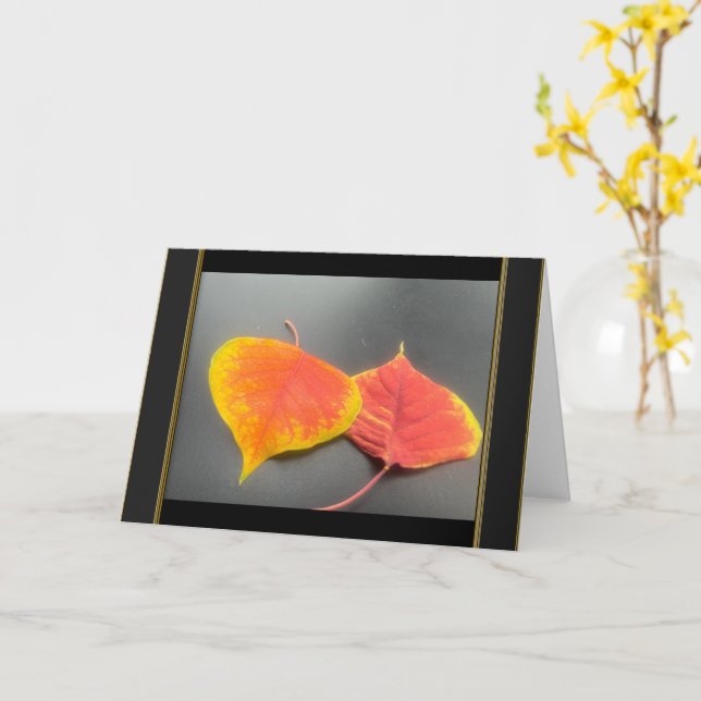 Fall Leaves Greeting Card (Yellow Flower)