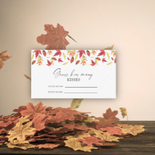 Fall leaves - guess how many kisses bridal game enclosure card
