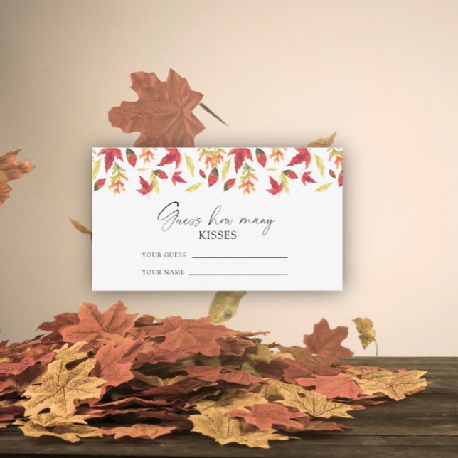 Fall leaves - guess how many kisses bridal game enclosure card (Creator Uploaded)