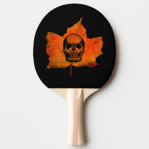 FALL LEAVES HALLOWEEN SKULL PING PONG PADDLE
