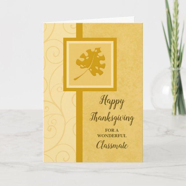 Fall Leaves Happy Thanksgiving Classmate Holiday Card (Front)