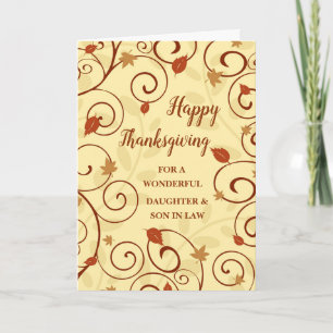 Fall Leaves Happy Thanksgiving Daughter Son in Law Holiday Card