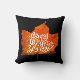 FALL LEAVES HAPPY THANKSGIVING DAY CUSHION