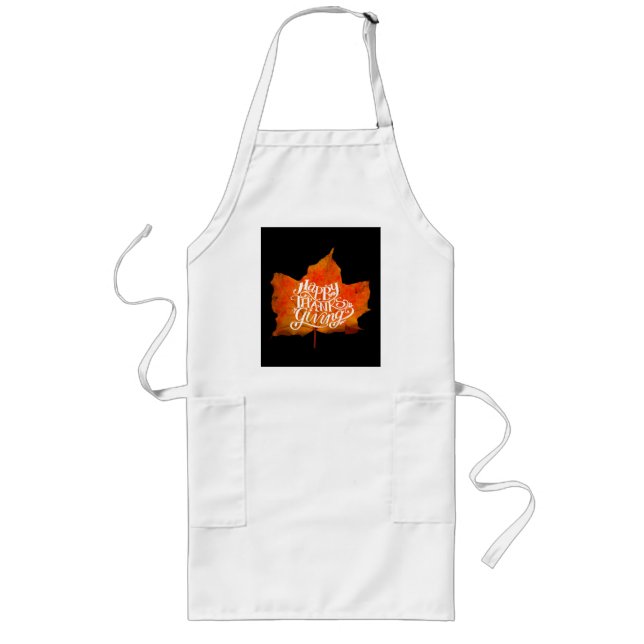 FALL LEAVES  HAPPY THANKSGIVING DAY LONG APRON (Front)
