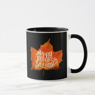 FALL LEAVES HAPPY THANKSGIVING DAY MUG