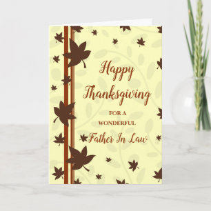 Fall Leaves Happy Thanksgiving Father In Law Holiday Card