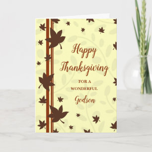 Fall Leaves Happy Thanksgiving Godson Holiday Card