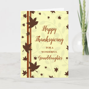 Fall Leaves Happy Thanksgiving Granddaughter Holiday Card