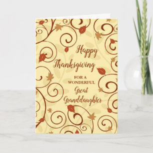 Fall Leaves Happy Thanksgiving Great Granddaughter Holiday Card