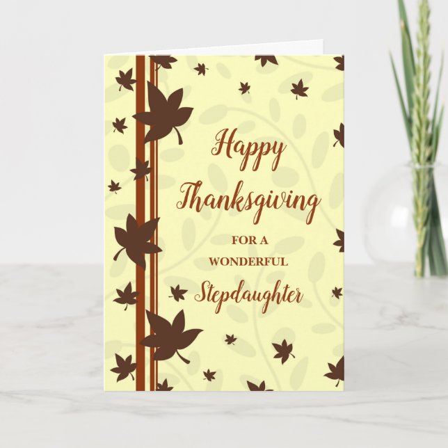 Fall Leaves Happy Thanksgiving Stepdaughter Holiday Card (Front)