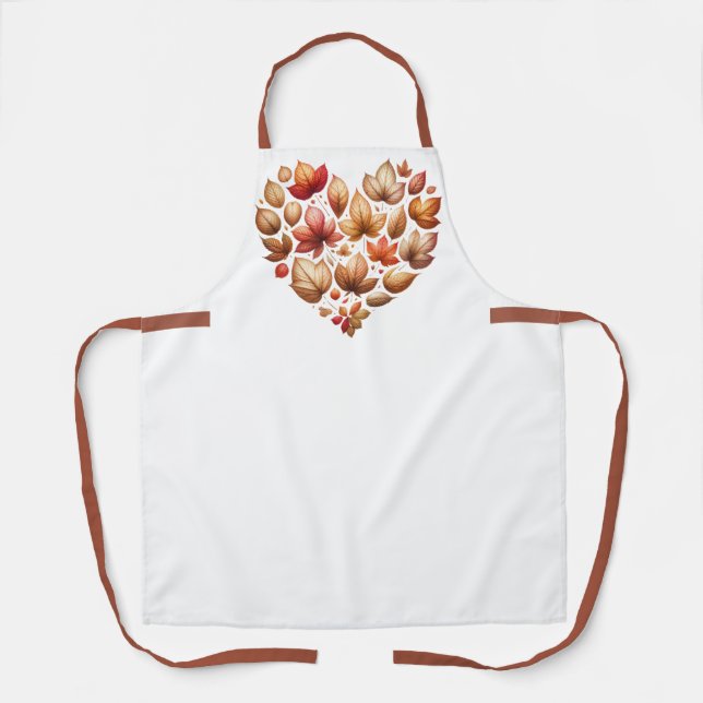 Fall Leaves Heart Shaped All-Over Print Apron (Front)