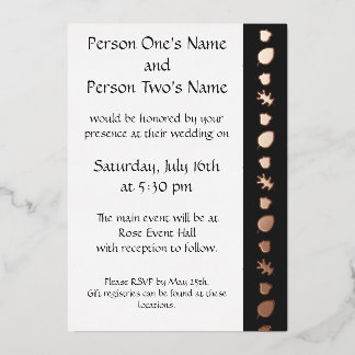 Fall Leaves in Black Foil Invitation