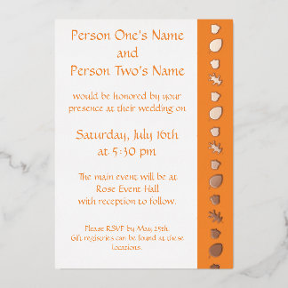 Fall Leaves in Orange Foil Invitation