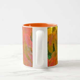 "FALL LEAVES IN SOFT COLORS" (PHOTOG. DIG. MANIP) Two-Tone COFFEE MUG