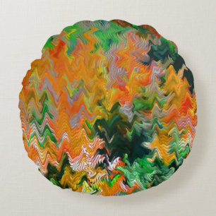 Fall leaves in the river...... round cushion