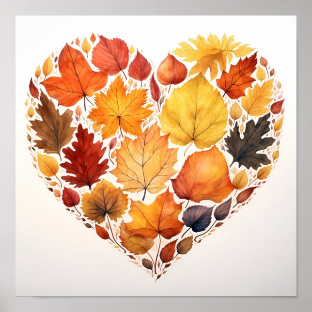 fall leaves in the shape of a heart print (Front)