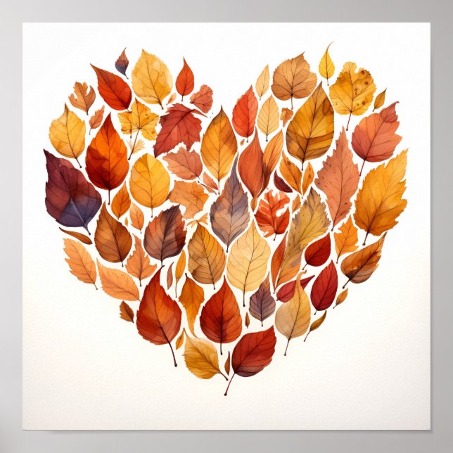 fall leaves in the shape of a heart print (Front)