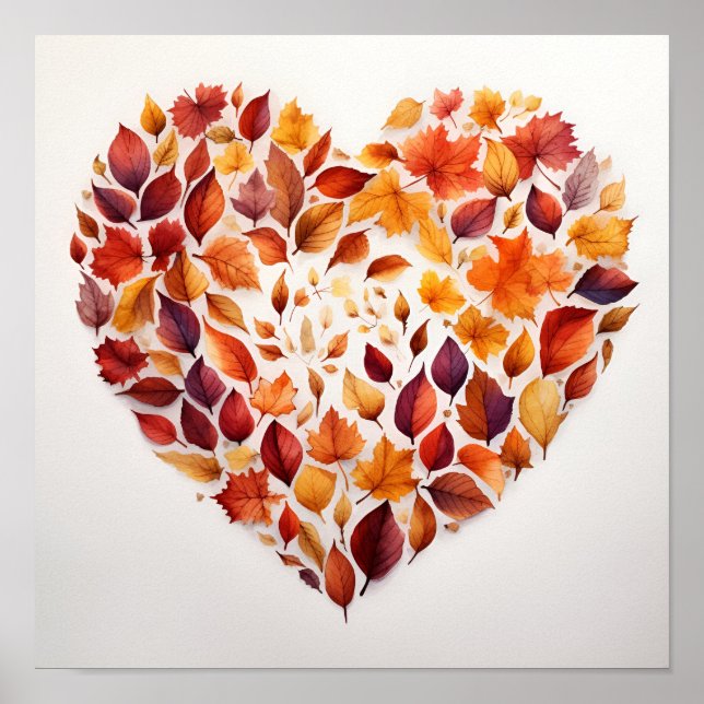 fall leaves in the shape of a heart print (Front)
