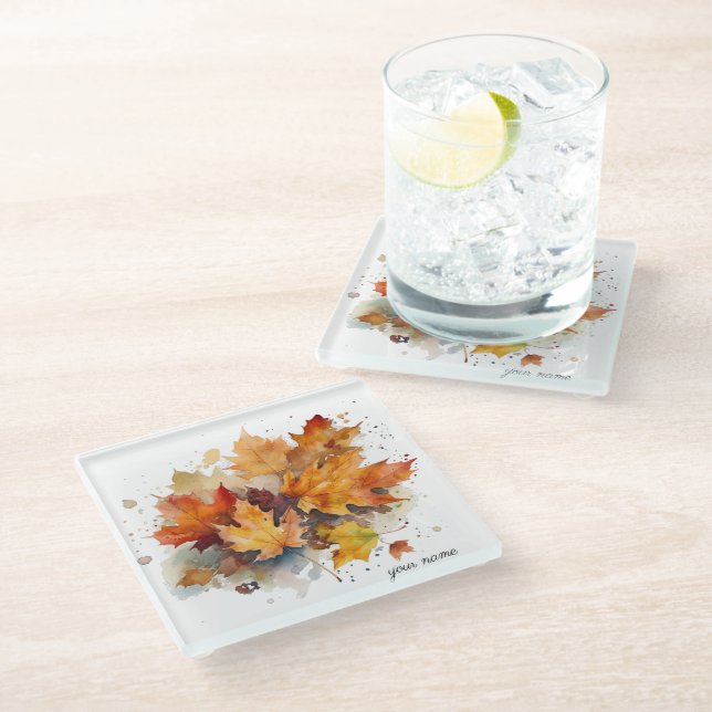 Fall leaves in watercolor Coaster (Angled)