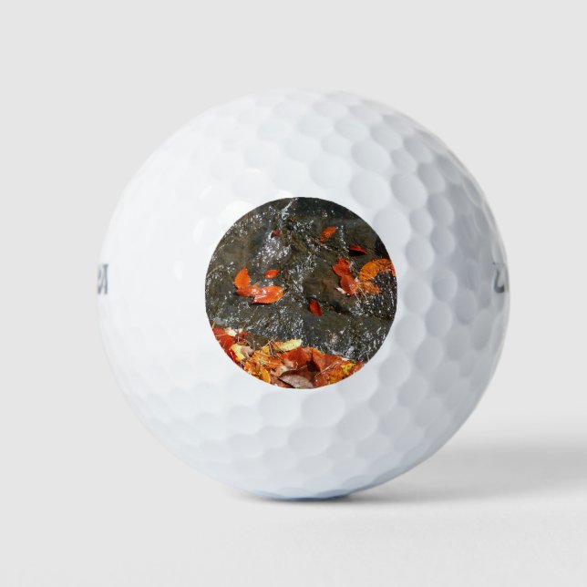 Fall Leaves in Waterfall I Autumn Photography Golf Balls (Front)