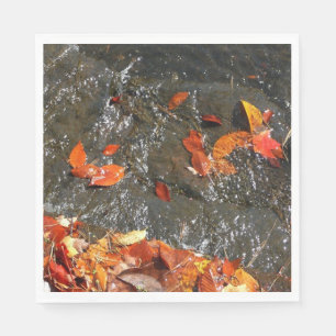 Fall Leaves in Waterfall I Autumn Photography Napkin