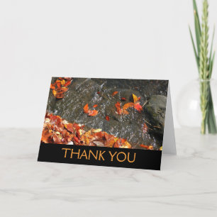 Fall Leaves in Waterfall I Autumn Photography Thank You Card