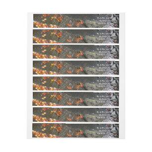Fall Leaves in Waterfall I Autumn Photography Wrap Around Label