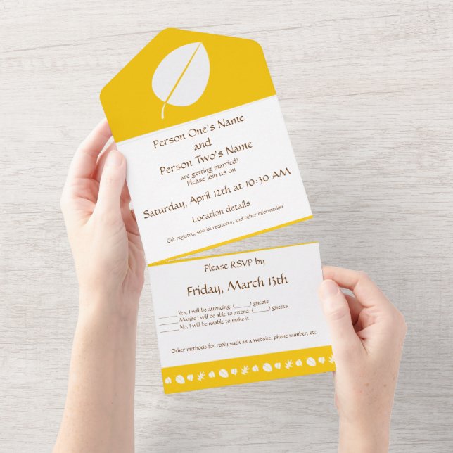 Fall Leaves in Yellow All In One Invitation (Tearaway)