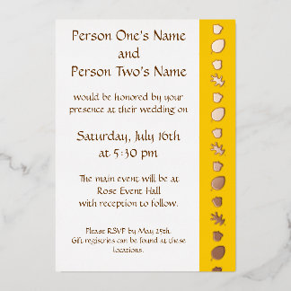 Fall Leaves in Yellow Foil Invitation
