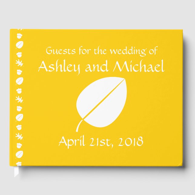 Fall Leaves in Yellow Guest Book (Front)