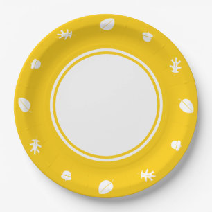 Fall Leaves in Yellow Paper Plate