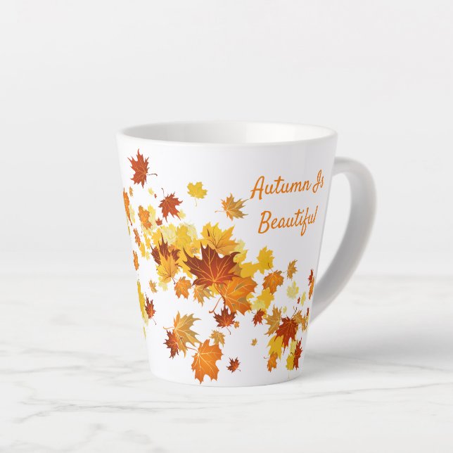 Fall Leaves Latte Mug (Right Angle)