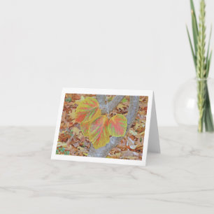 "FALL LEAVES" (LIME GREEN, RED AND LEMON YELLOW) CARD