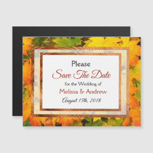 Fall Leaves Magnetic Save the Date Wedding Card