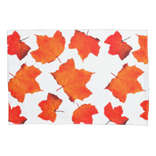 Fall Leaves Maple Tree Foliage Orange White Trendy Pillowcase