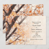 Fall Leaves Maple Tree Rustic Wedding Invitations