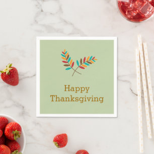 Fall Leaves Modern Happy Thanksgiving Napkin