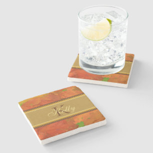 Fall Leaves Monogram Coaster