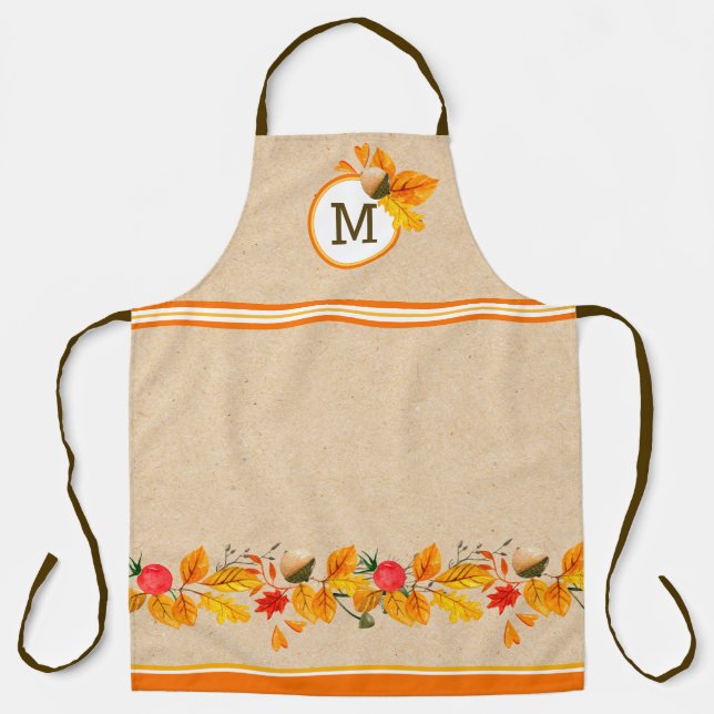 Fall Leaves Monogrammed Apron (Front)