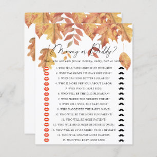 Fall leaves - mummy or daddy baby shower game