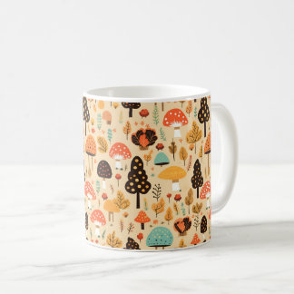 Fall Leaves Mushrooms and Pumpkin coffee mug