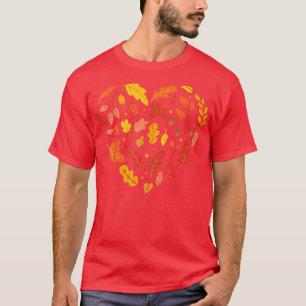 Fall Leaves October Autumn Lovers Funny Heart Cute T-Shirt