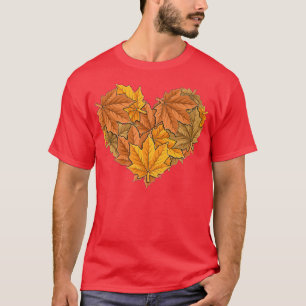 Fall Leaves October Autumn Lovers Funny Heart Cute T-Shirt