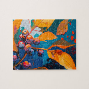 Fall leaves oil painted. Abstract autumn foliage Jigsaw Puzzle