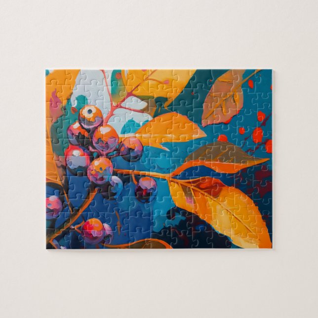 Fall leaves oil painted. Abstract autumn foliage Jigsaw Puzzle (Horizontal)