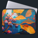 Fall leaves oil painted. Abstract autumn foliage Laptop Sleeve<br><div class="desc">Fall leaves and rowan berry laptop sleeve. Abstract modern autumn nature oil painted art in blue yellow orange colours.</div>